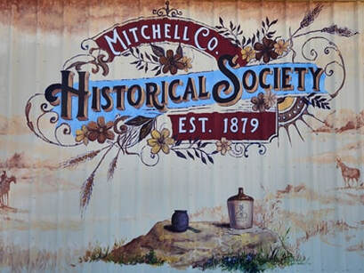 Mural on the building of Mitchell County Historical Society Museum.